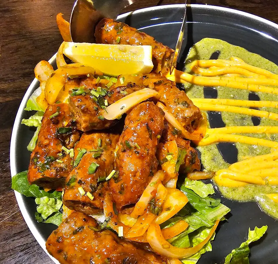 Chicken tikka grilled in the tandoor at Ginger Indian Cuisine, Richmond BC